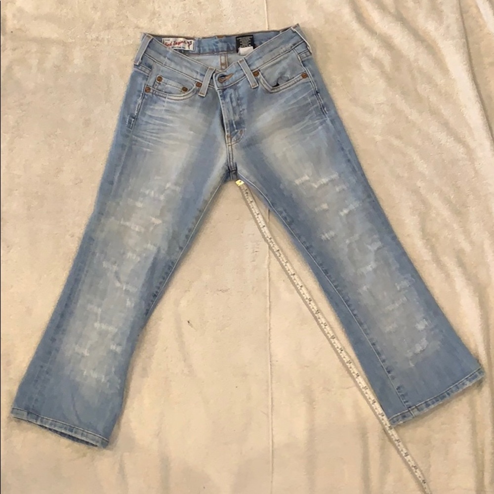 Red Engine Capris Jeans